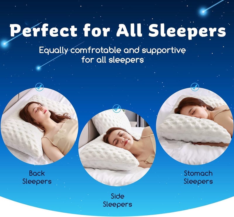 KUCEY Cooling Adjustable Memory Foam Pillows - Set of 2 - Image 4